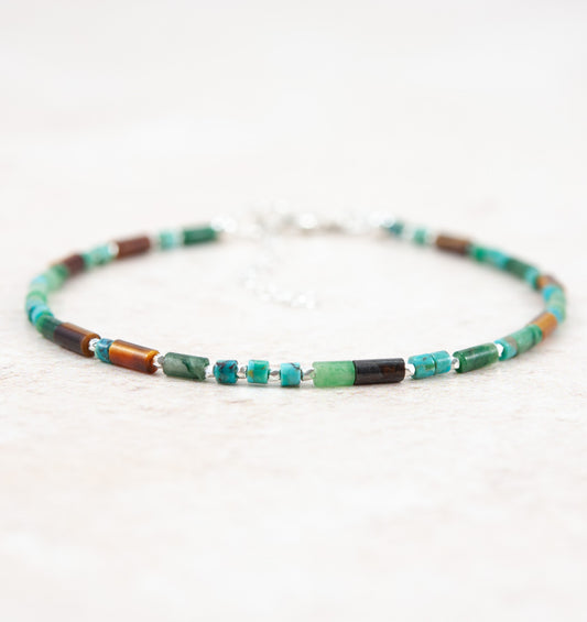 Tiger's Eye, African Jade & Turquoise Bracelet