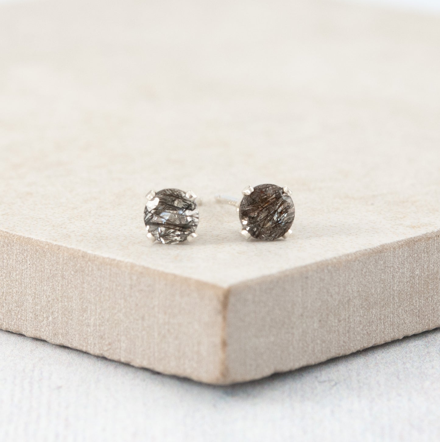 Tourmalinated Quartz Gemstone Stud Earrings