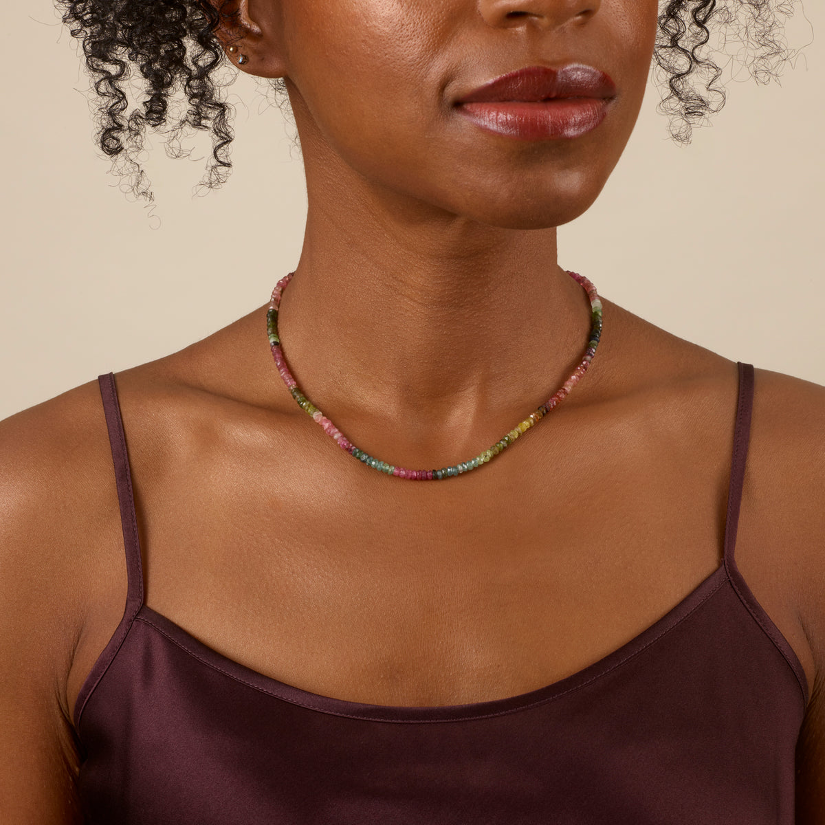 Multicolour Watermelon Tourmaline Gemstone Necklace