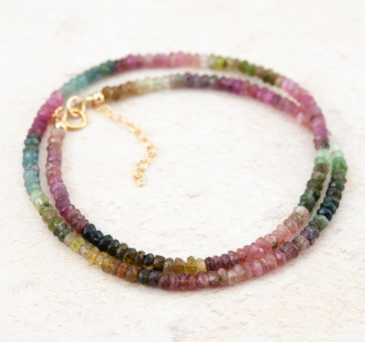 Multicolour Watermelon Tourmaline Gemstone Necklace