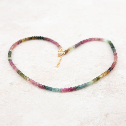 Multicolour Watermelon Tourmaline Gemstone Necklace