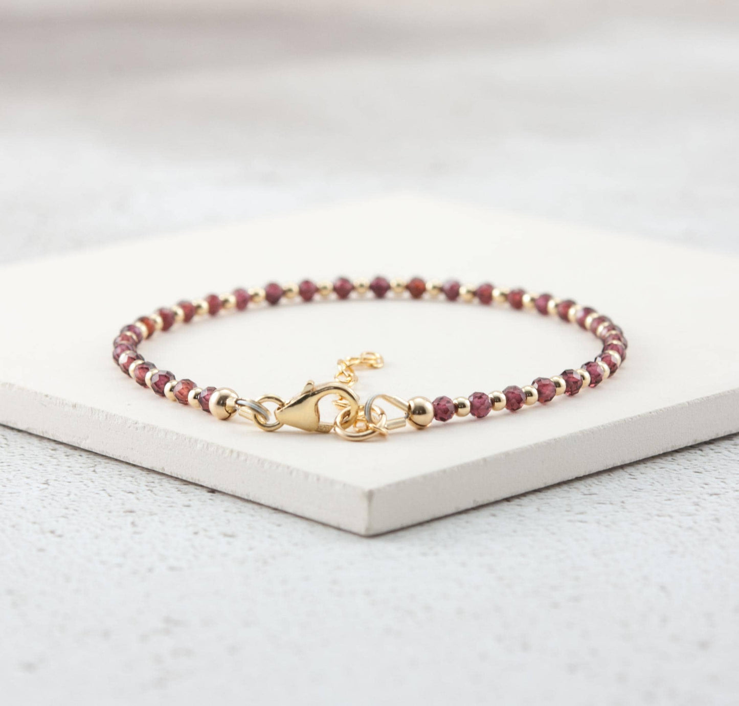 Dainty Red Garnet Gemstone Bracelet