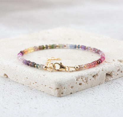 Dainty Multicolour Sapphire Gemstone Bracelet
