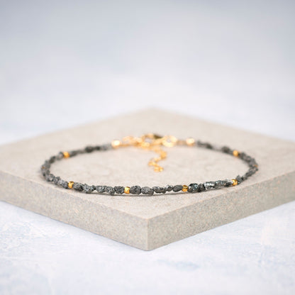 Raw Black Diamond Dainty Gemstone Bracelet