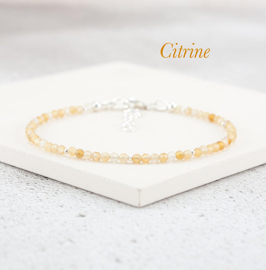 Dainty Citrine Gemstone Bracelet