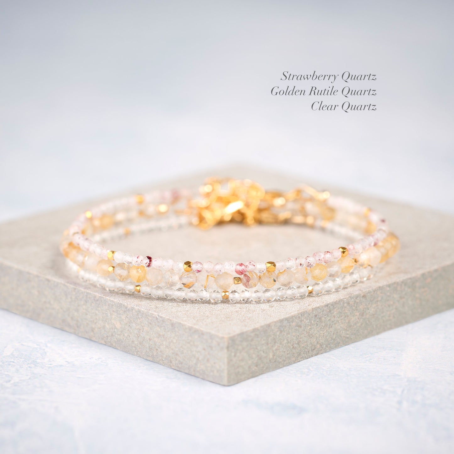 Dainty Strawberry Quartz Gemstone Bracelet