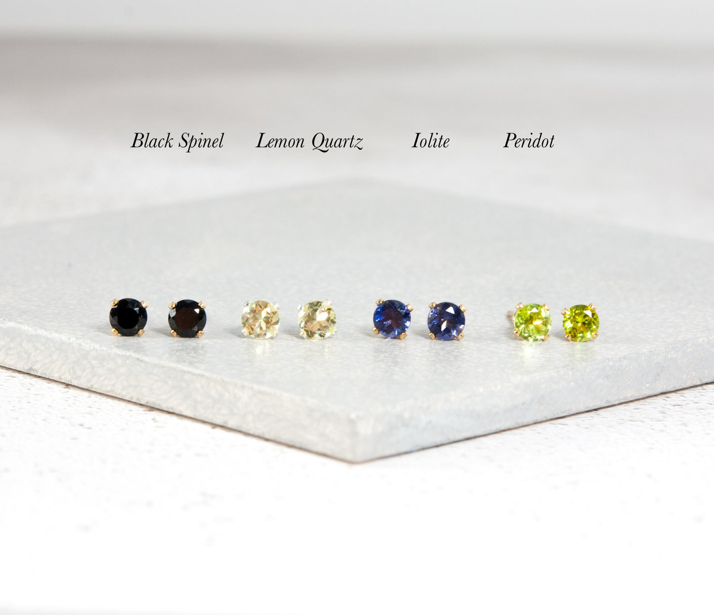 Dainty Iolite 'Water Sapphire' Gemstone Stud Earrings