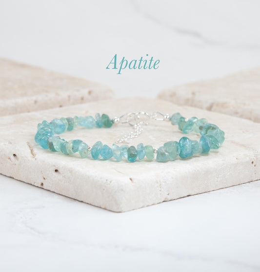 Raw Aqua Apatite Gemstone Bracelet
