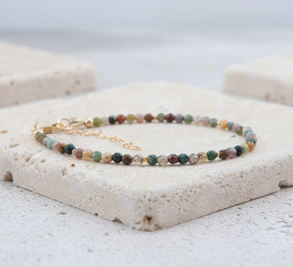 Dainty Indian Agate Gemstone Bracelet