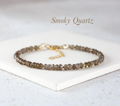 Dainty Smoky Quartz Gemstone Bracelet