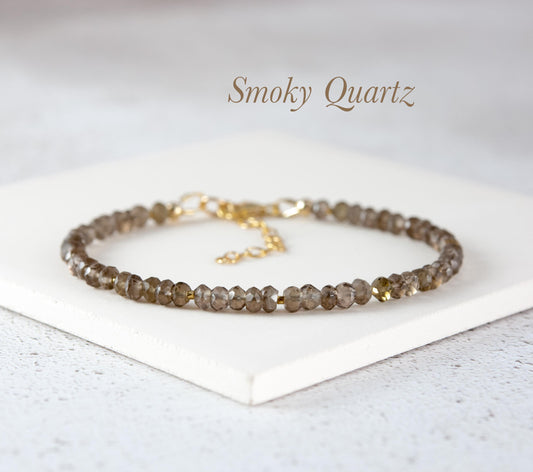 Dainty Smoky Quartz Gemstone Bracelet