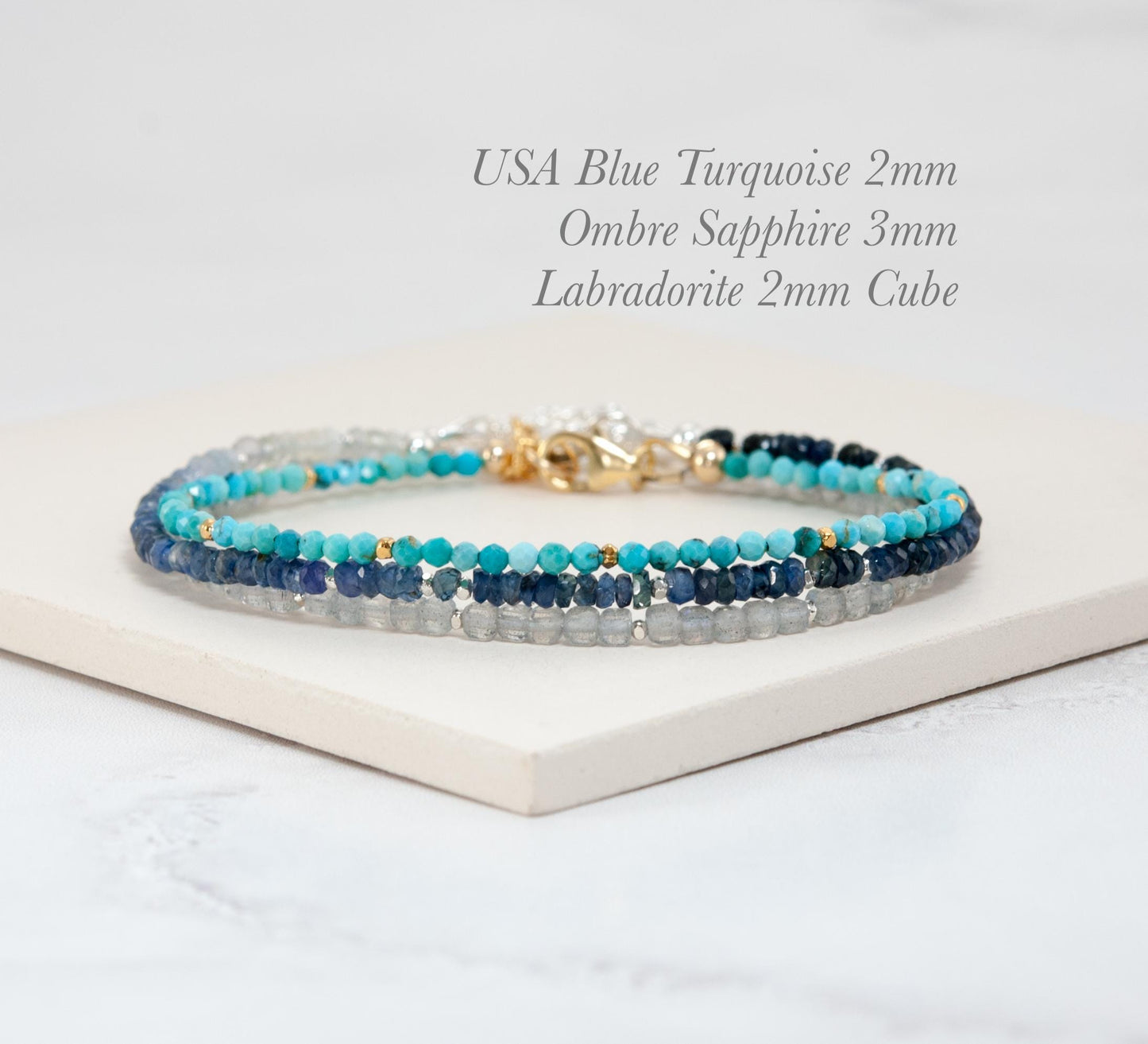 Dainty Blue Sapphire Ombre / Shaded Bracelet