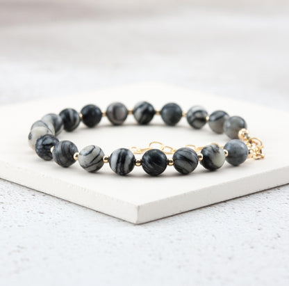 Netstone / Spider Web Jasper Gemstone Bracelet