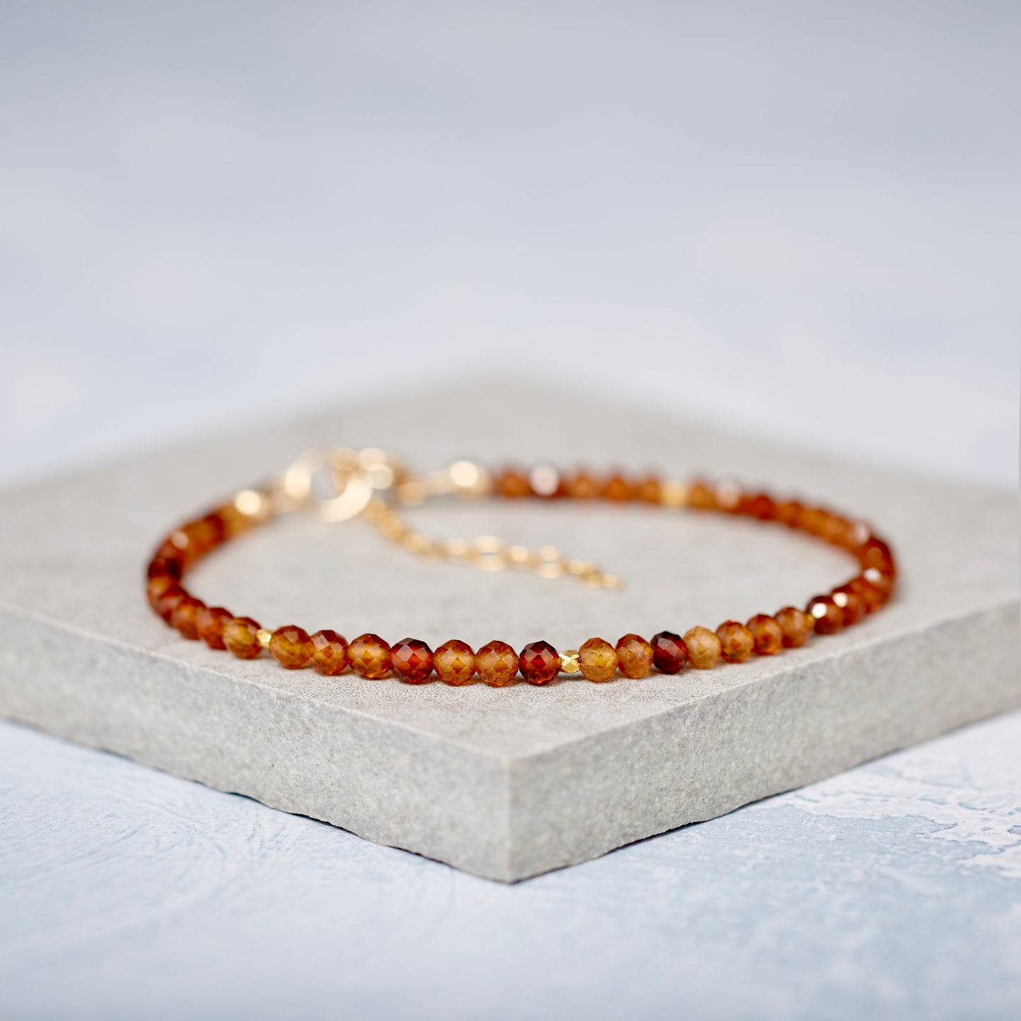 Dainty Hessonite Garnet Bracelet