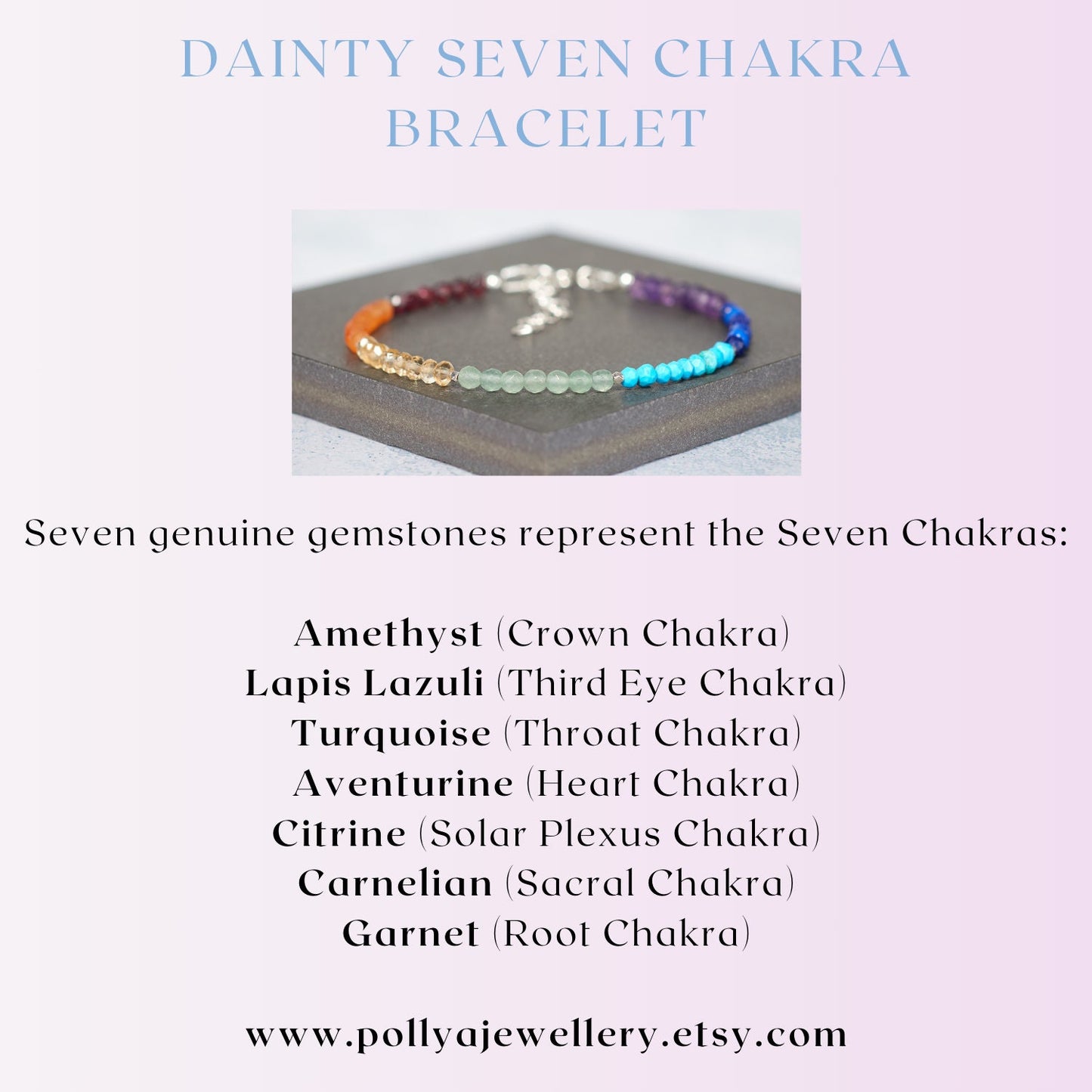 Dainty Seven Chakra Rainbow Gemstone Bracelet