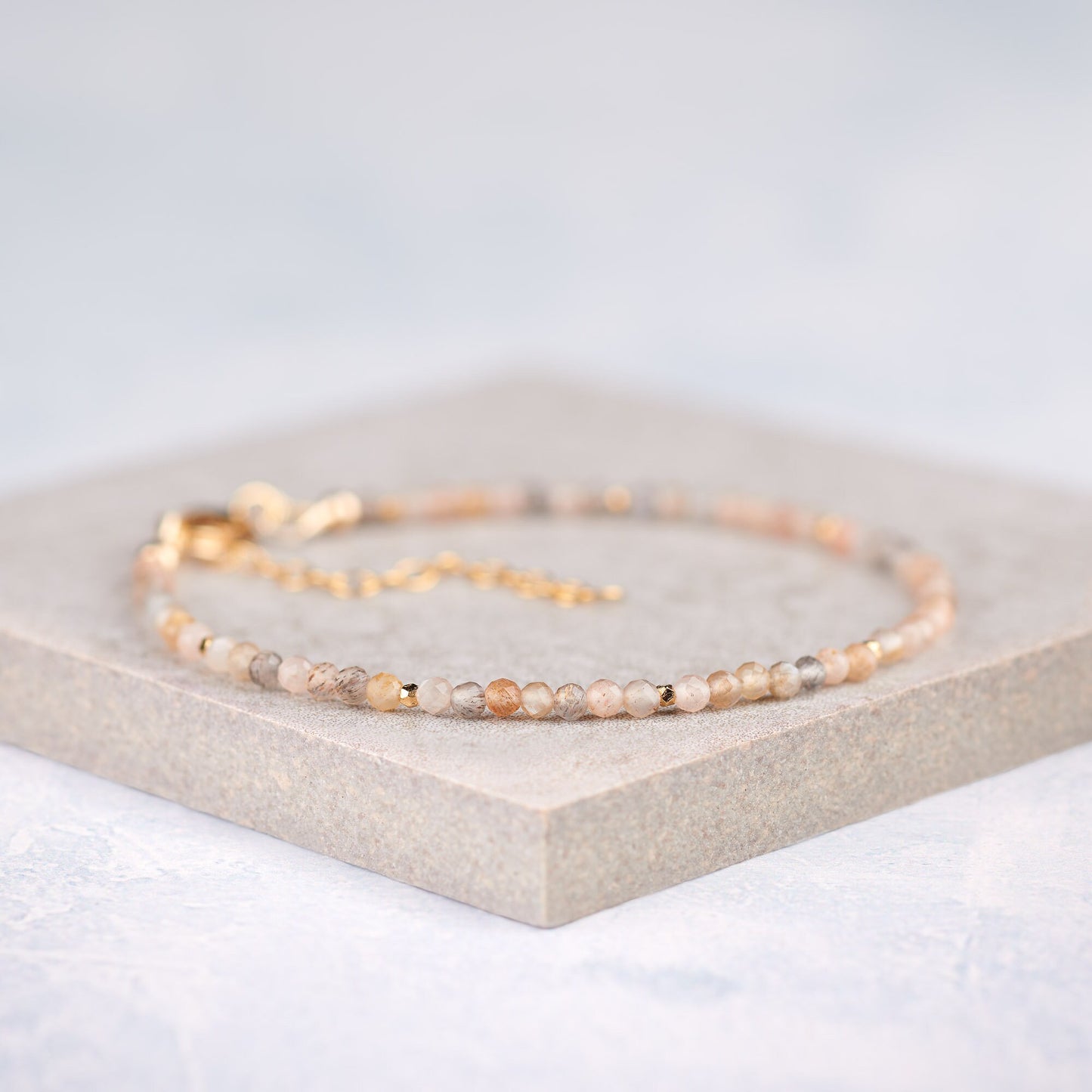 Dainty Sunstone and Moonstone GemstoneBracelet