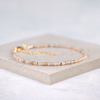 Dainty Sunstone and Moonstone GemstoneBracelet