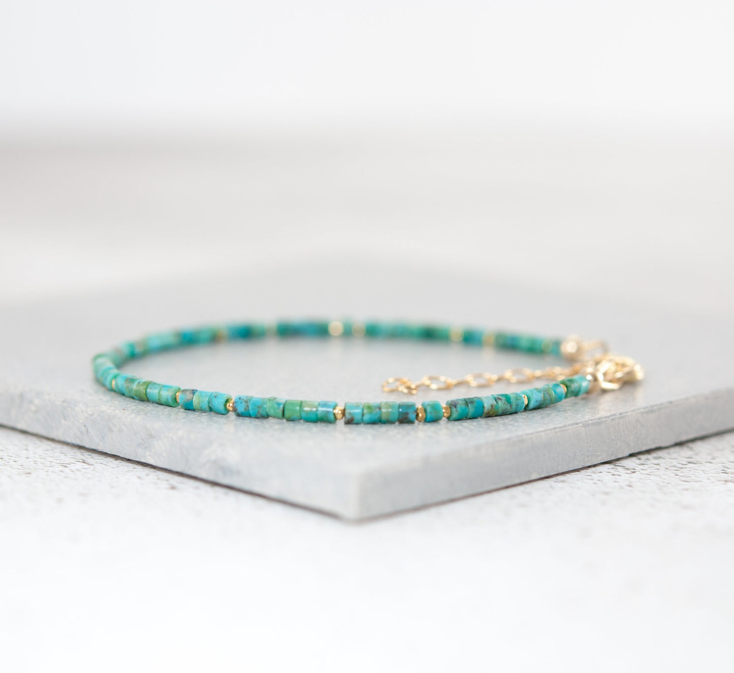 Dainty Turquoise Gemstone Heishi Bead Bracelet