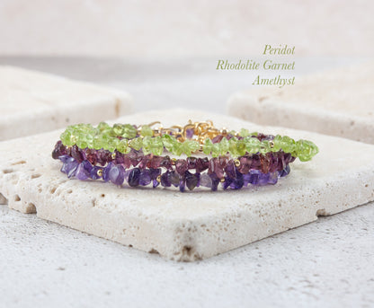 Raw Peridot Gemstone Bracelet