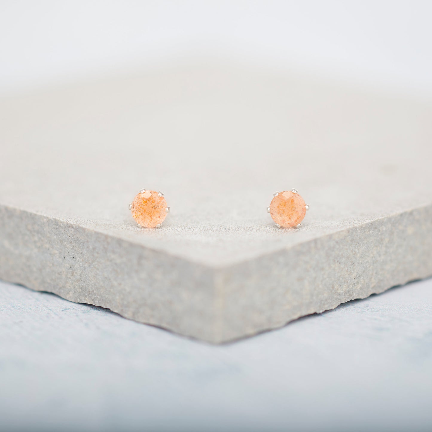 Dainty Sunstone Stud Earrings