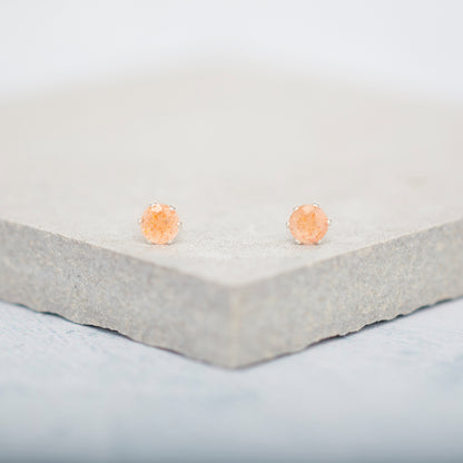 Dainty Sunstone Stud Earrings