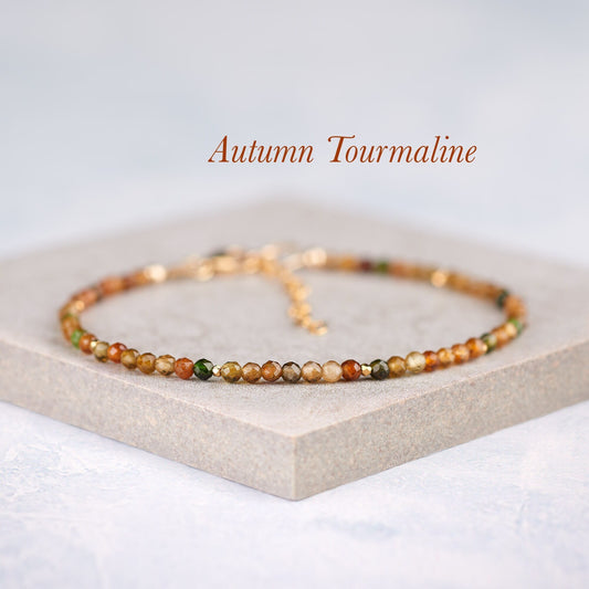 Dainty Autumn Tourmaline Gemstone Bracelet