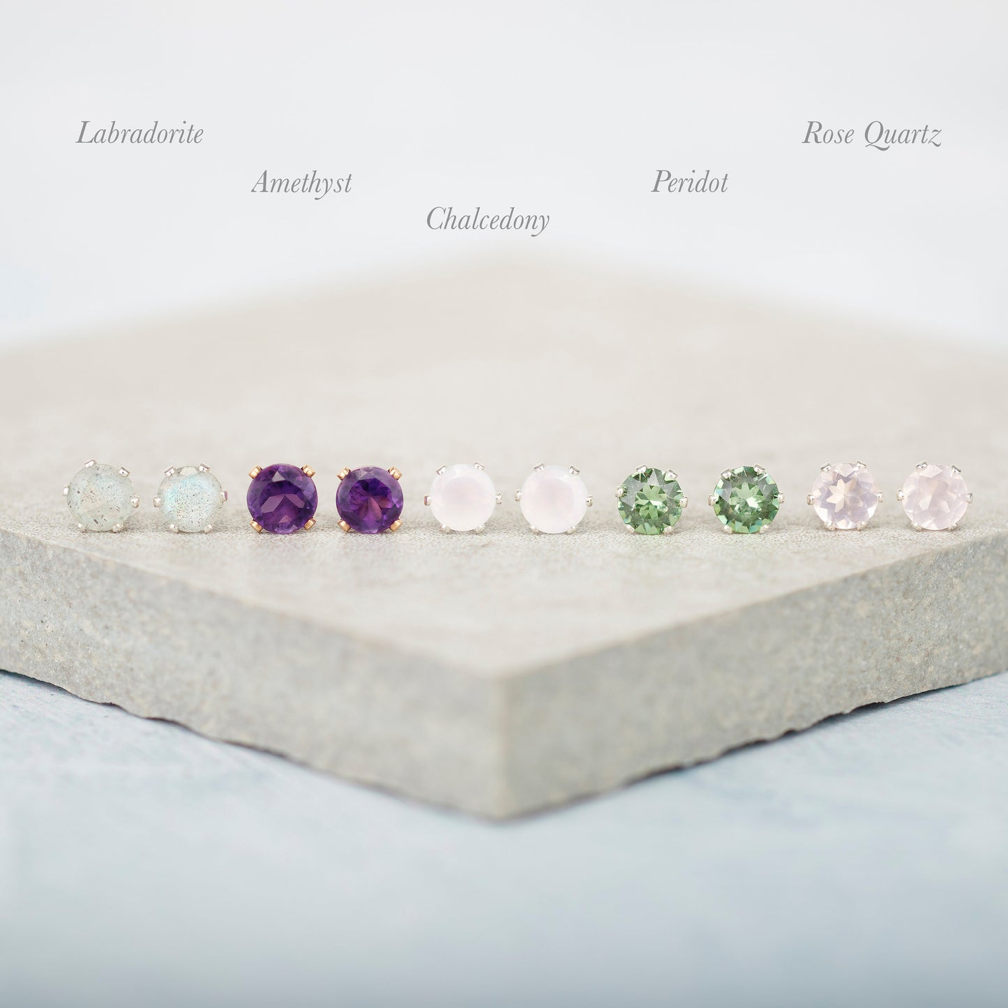 Dainty Citrine Gemstone Stud Earrings