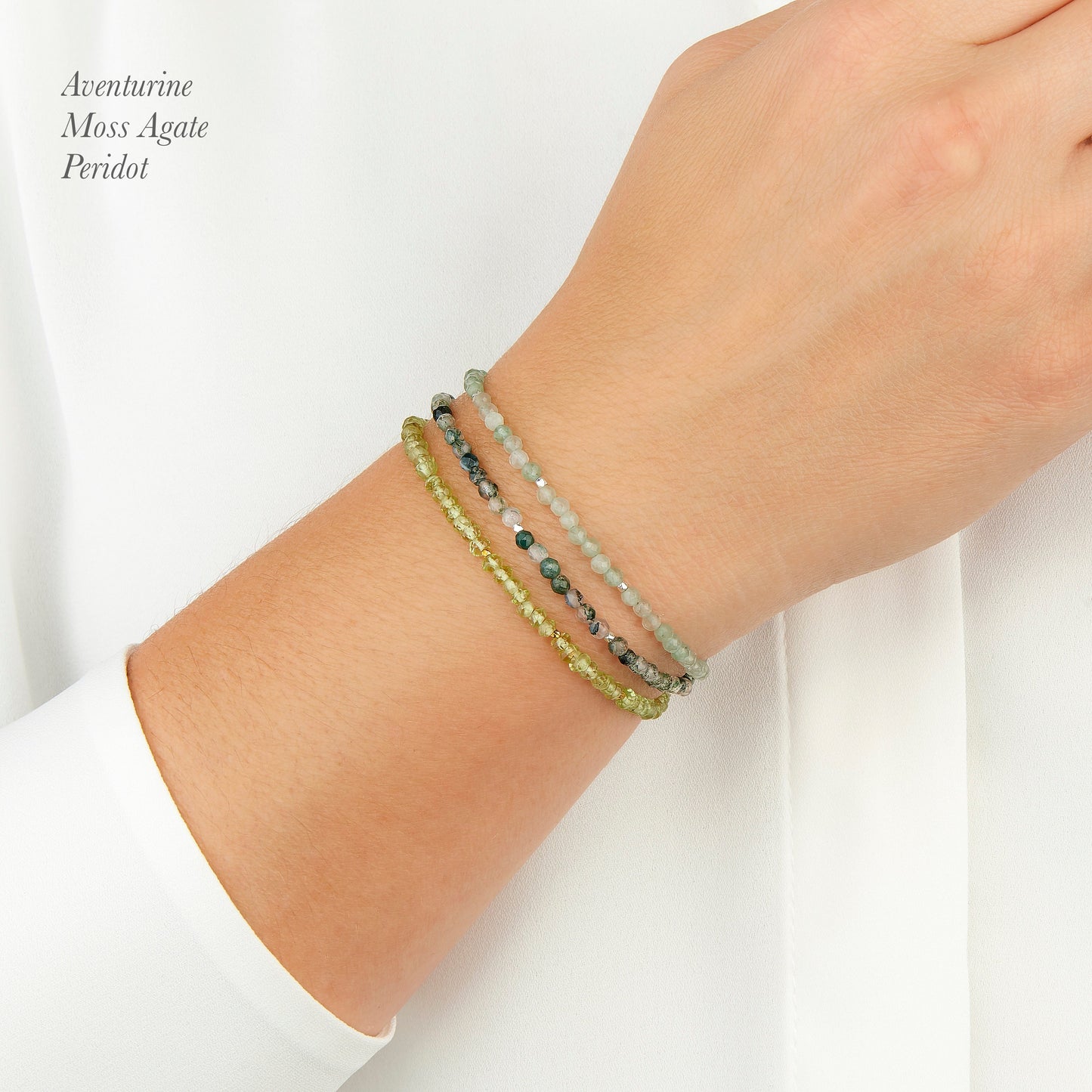 Moss Agate Dainty Gemstone Bracelet