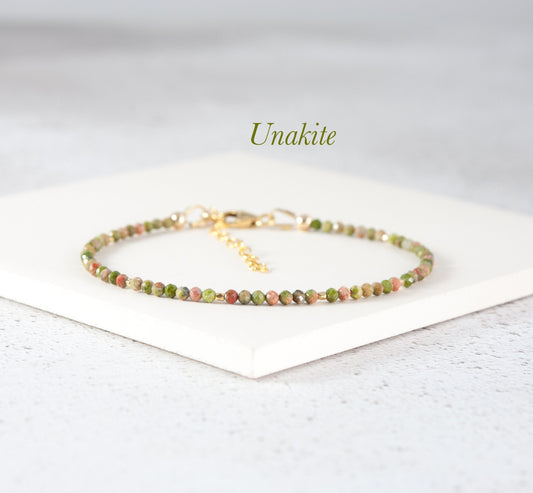 Dainty Unakite Gemstone Bracelet