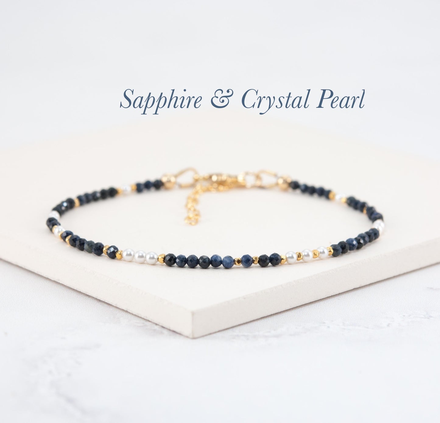 Dainty Sapphire & Pearl Bracelet
