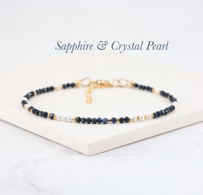 Dainty Sapphire & Pearl Bracelet