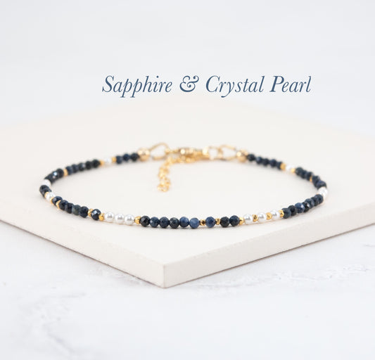 Dainty Sapphire & Pearl Bracelet