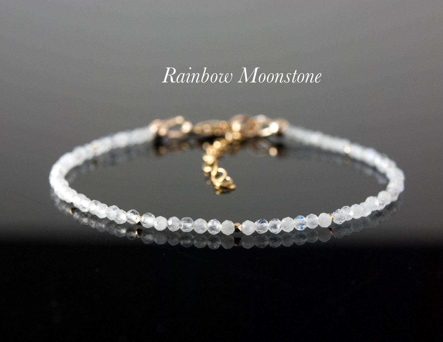 Dainty Rainbow Moonstone Gemstone Bracelet