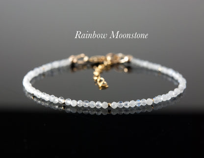 Dainty Rainbow Moonstone Gemstone Bracelet