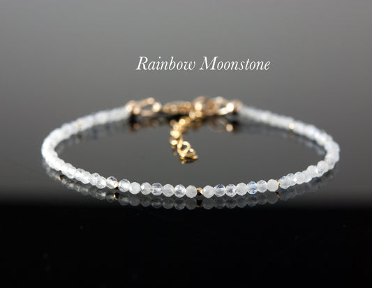 Dainty Rainbow Moonstone Gemstone Bracelet