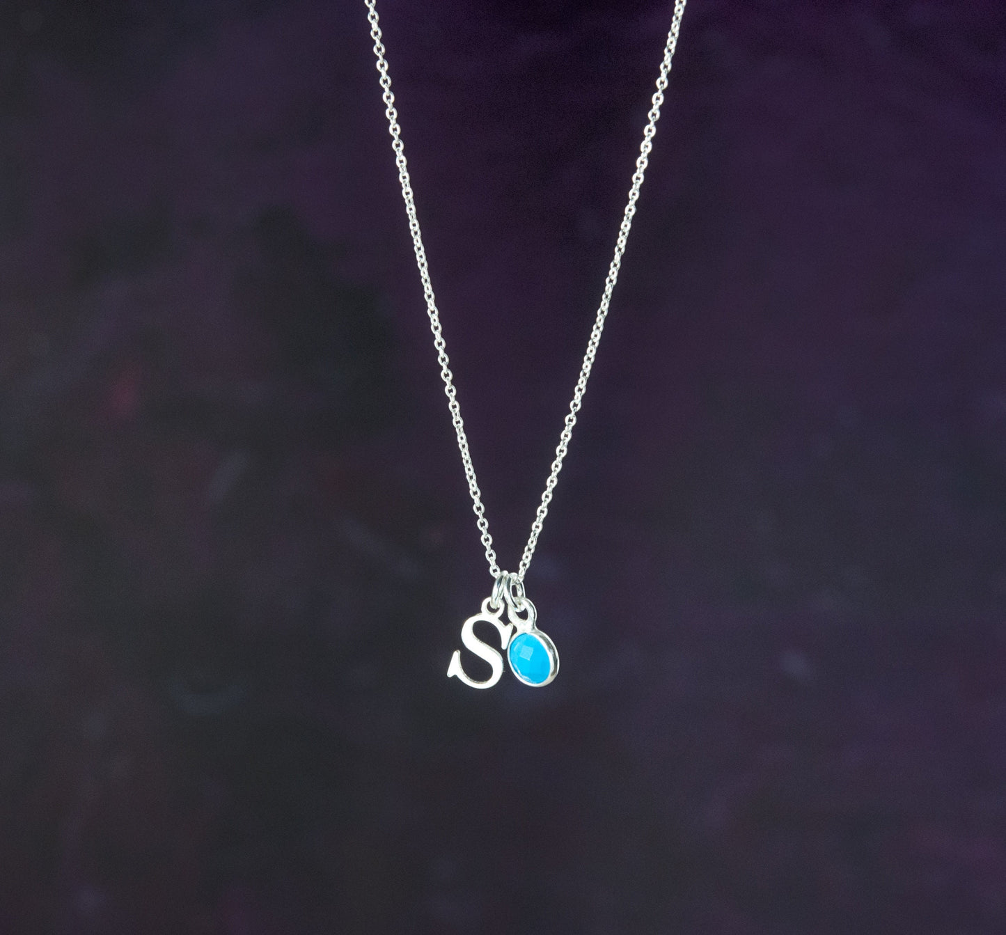 Initial & Turquoise December Birthstone Necklace