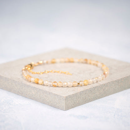 Dainty Golden Rutile Quartz Gemstone Bracelet