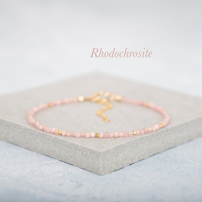 Rhodochrosite Dainty Gemstone Bracelet