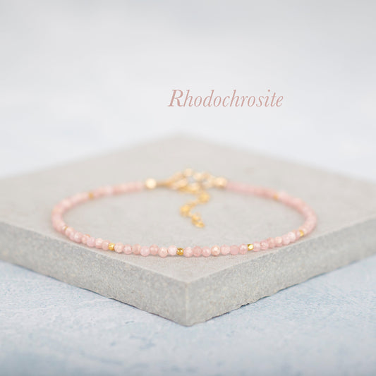Rhodochrosite Dainty Gemstone Bracelet
