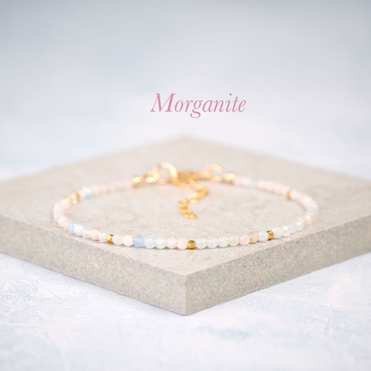 Dainty Morganite / Aquamarine (Multicolour Beryl) Gemstone Bracelet