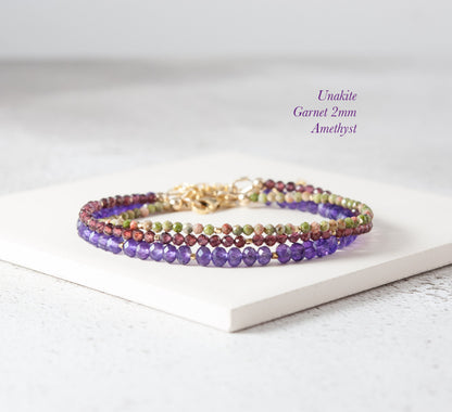 Dainty Red Garnet Gemstone Bracelet