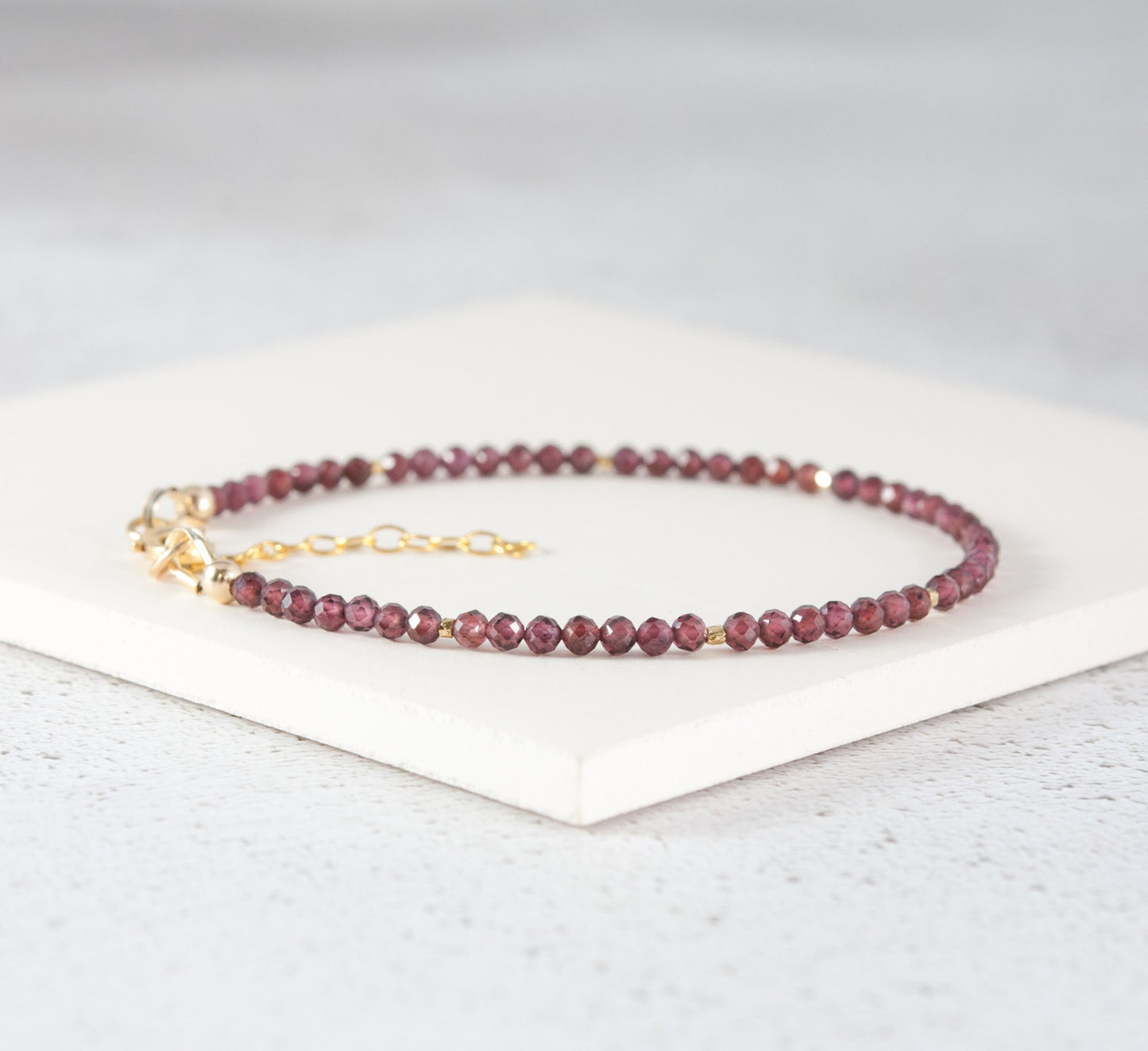 Dainty Red Garnet Gemstone Bracelet