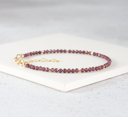 Dainty Red Garnet Gemstone Bracelet