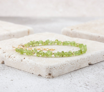 Raw Peridot Gemstone Bracelet