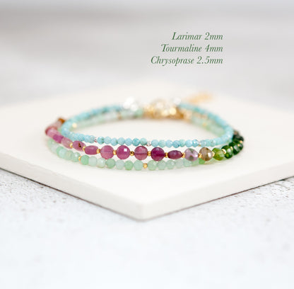 Tourmaline Dainty Coin Bead Bracelet