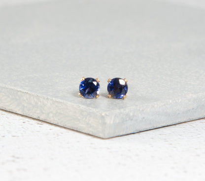 Dainty Iolite 'Water Sapphire' Gemstone Stud Earrings