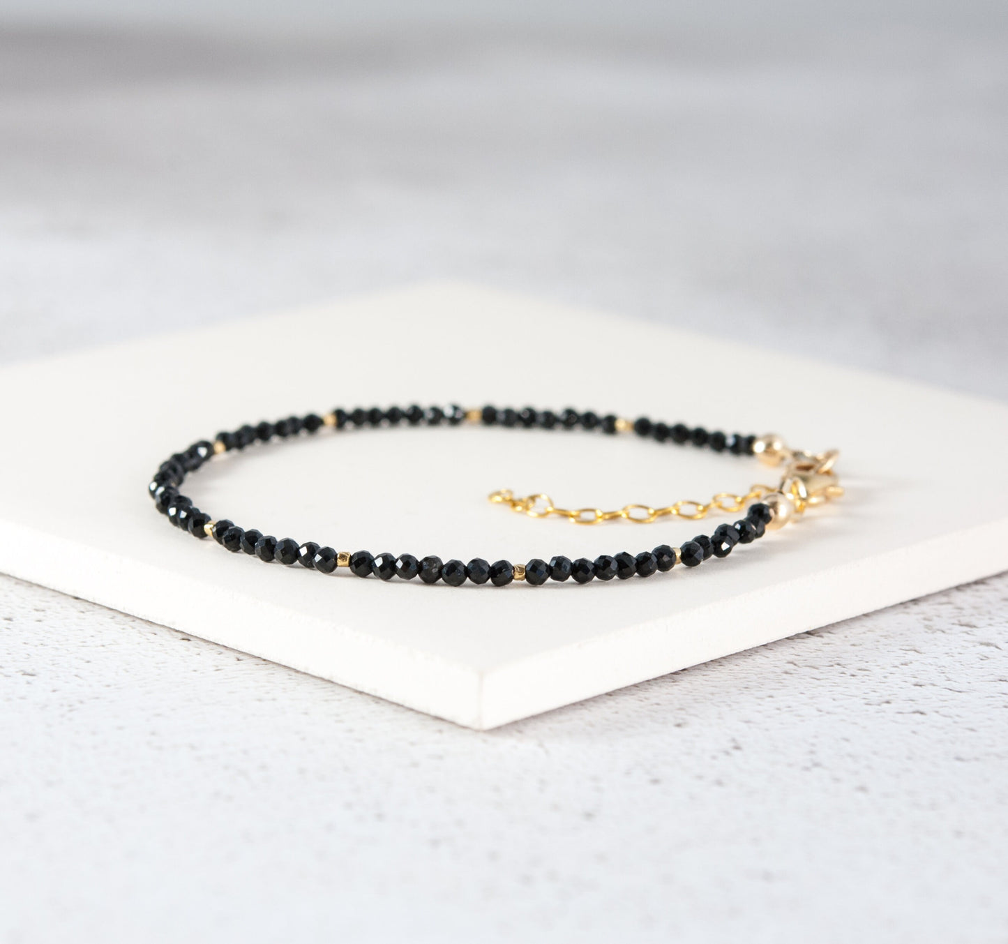 Dainty Black Tourmaline Gemstone Bracelet