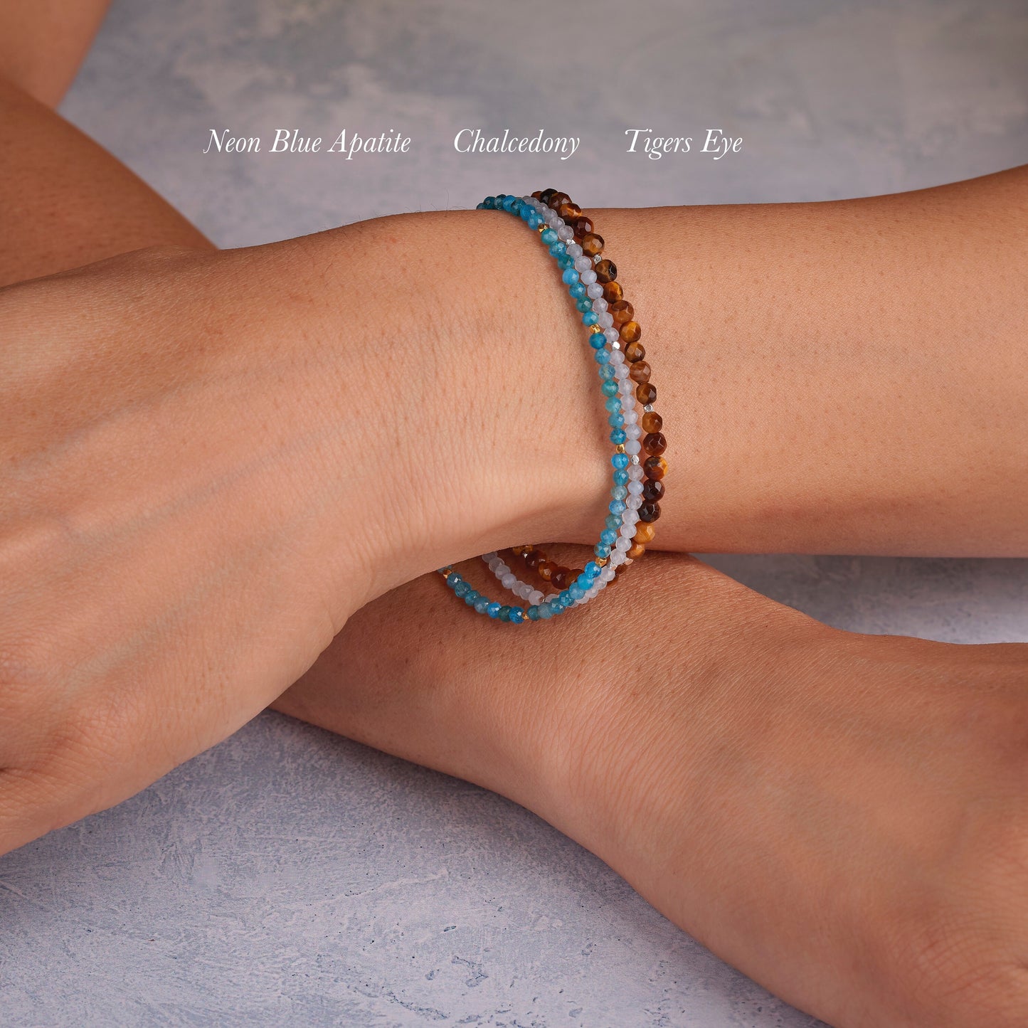 Dainty Neon Blue Apatite Gemstone Bracelet