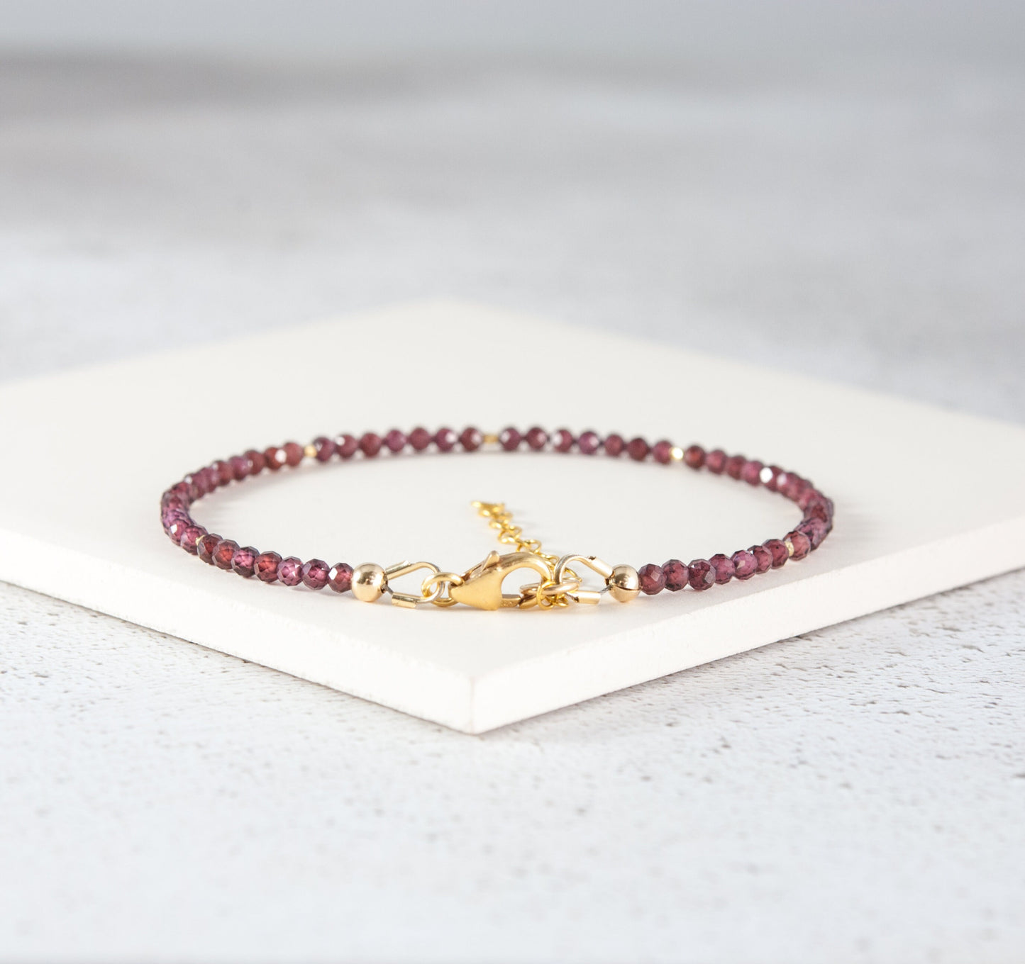 Dainty Red Garnet Gemstone Bracelet