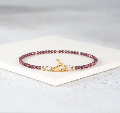 Dainty Red Garnet Gemstone Bracelet